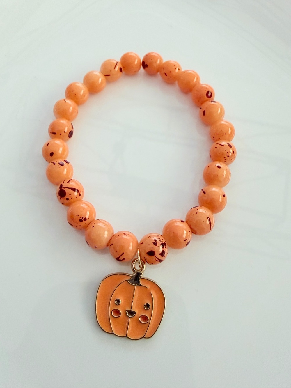Kawaii Pumpkin Charm Fall Orange Beaded Handmade Bracelet